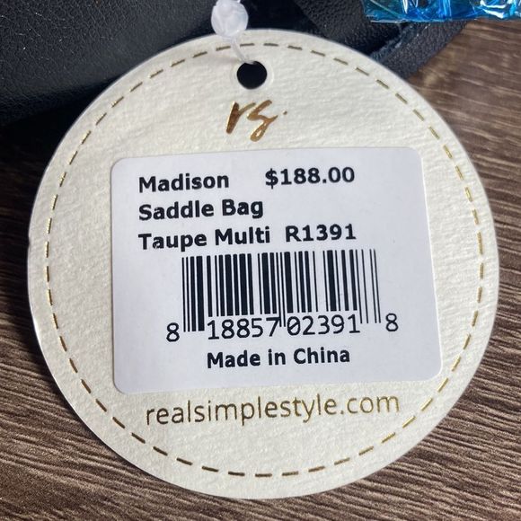 NWT Real Simple Madison Saddle Bag Taupe Multi R1391 - Picture 3 of 10